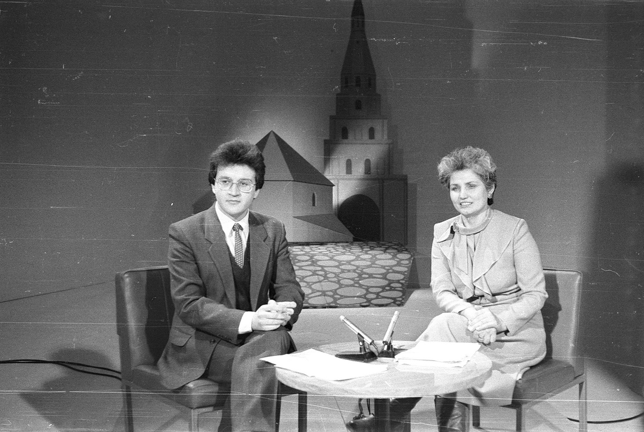 Дикторы татарского телевидения Ильфат Абдрахманов и Наиля Нугманова